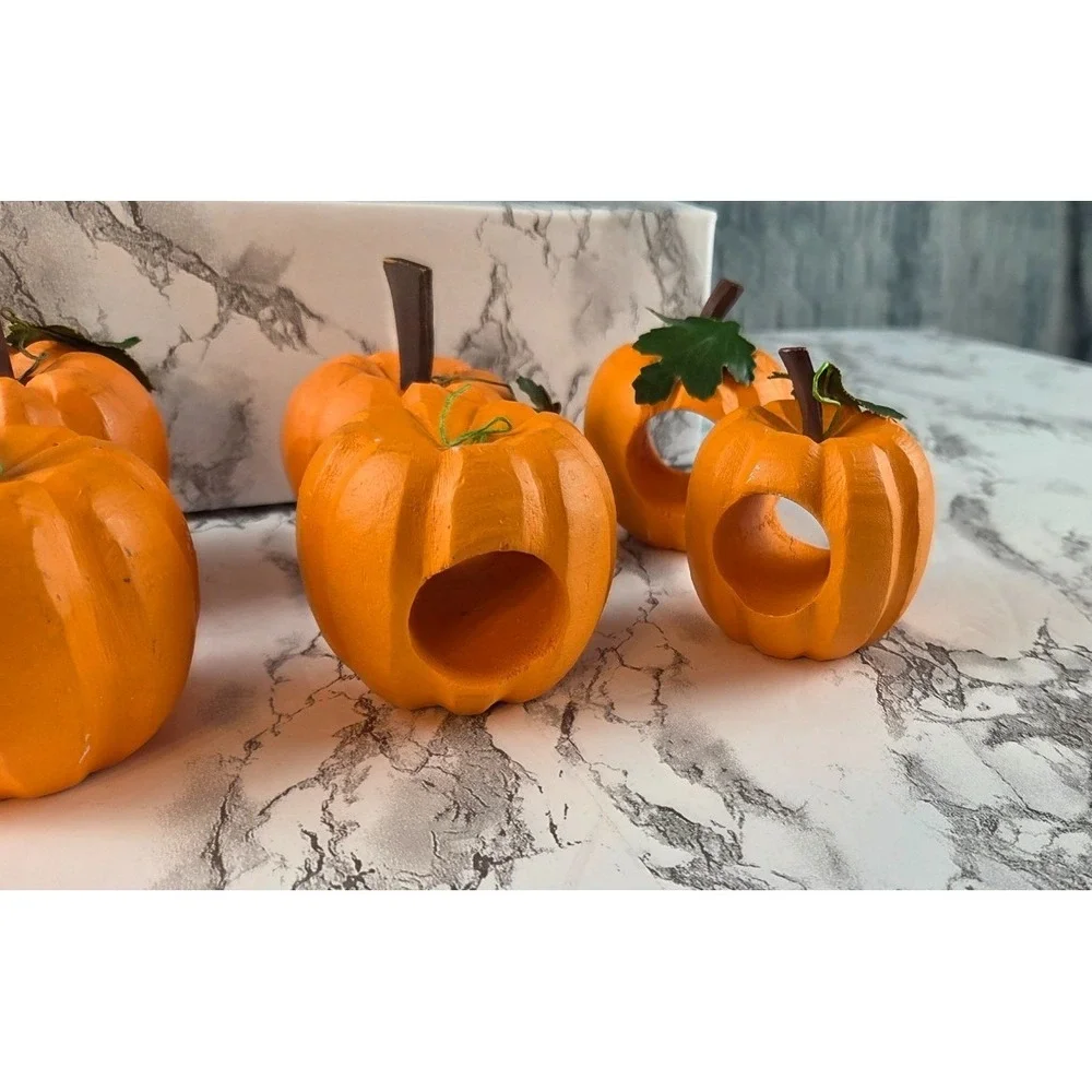 Pumpkin Shape Napkin Holders Set Of 6 Orange Green Pumpkin Patch Fall Halloween